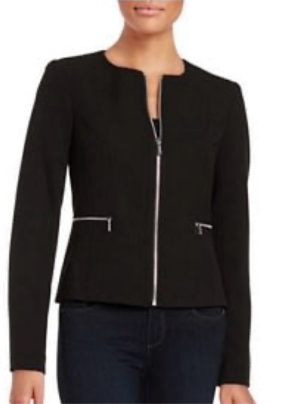 BOSS by Hugo Boss Black Zip-Front Jacket Sz 4 and Pant Sz 0/2 in great condition